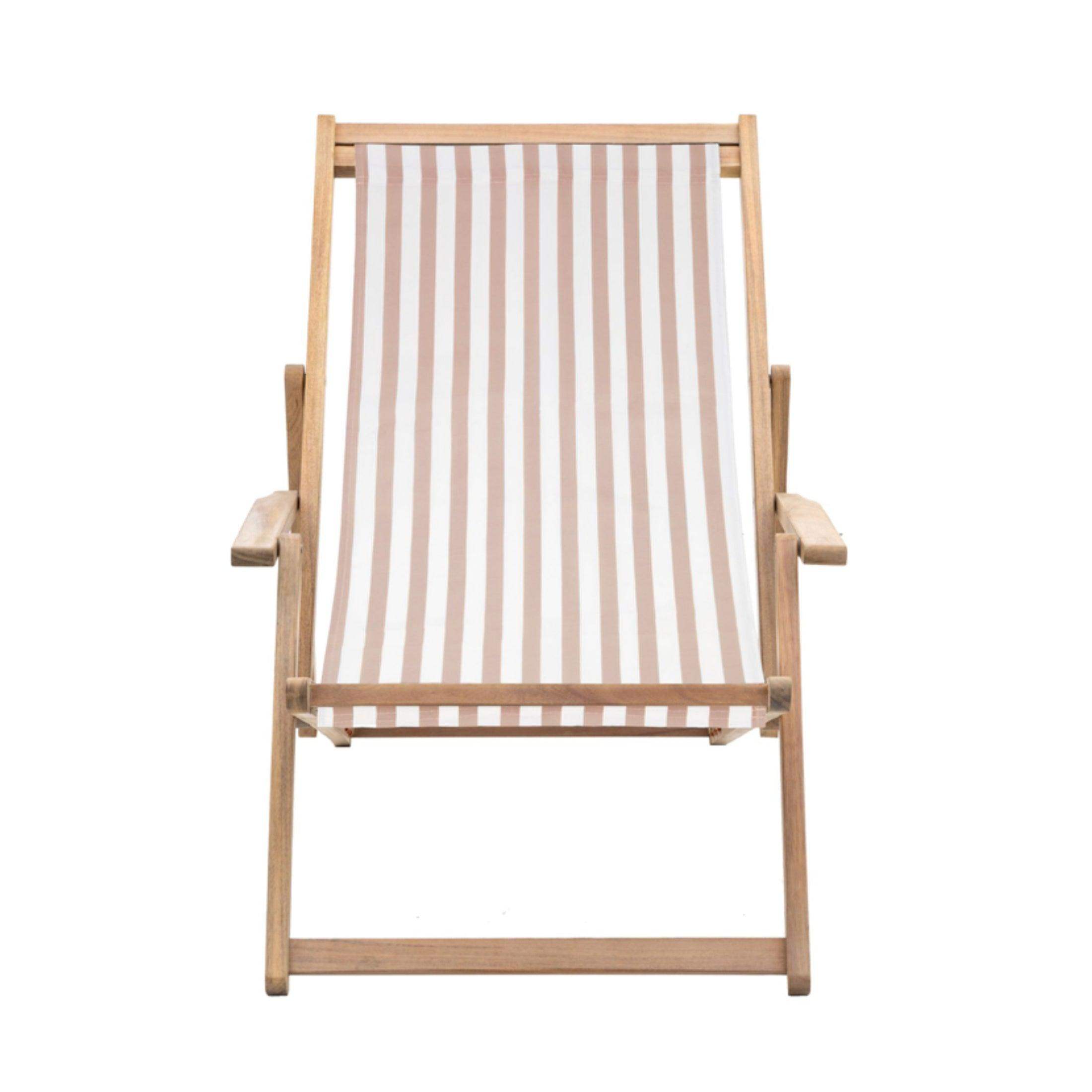 Acacia Wood Striped Clay Colour way Deck Chair 2