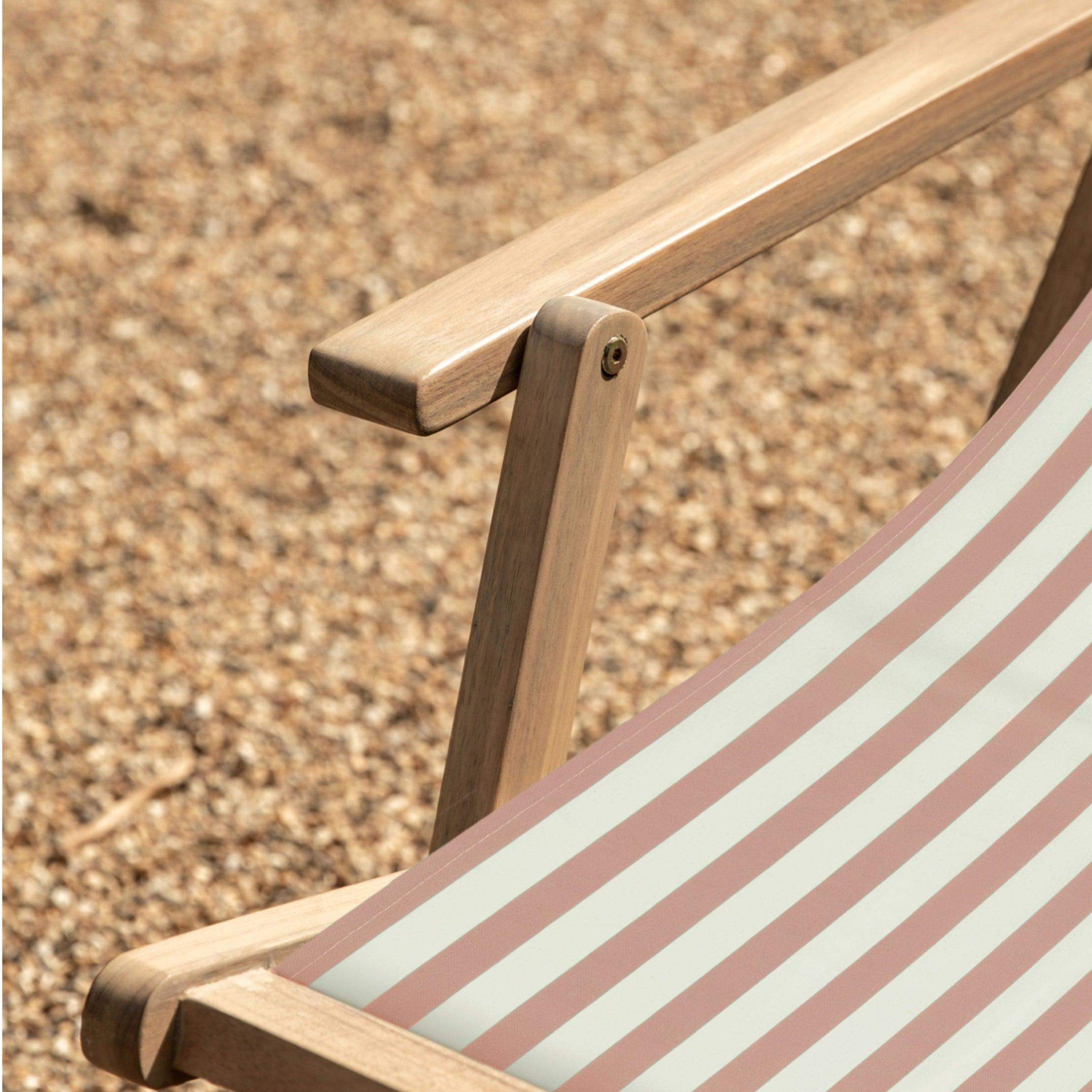 Acacia Wood Striped Clay Colour way Deck Chair 1