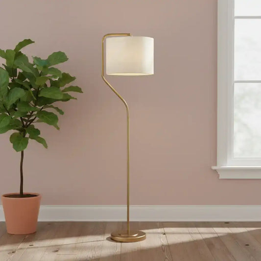 Aged Brass & Tillable Linen Shade Floor Lamp
