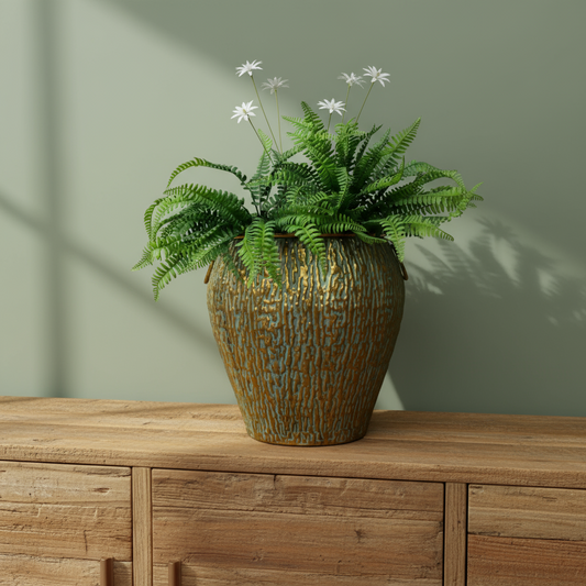 Aged Gold Metal Planter