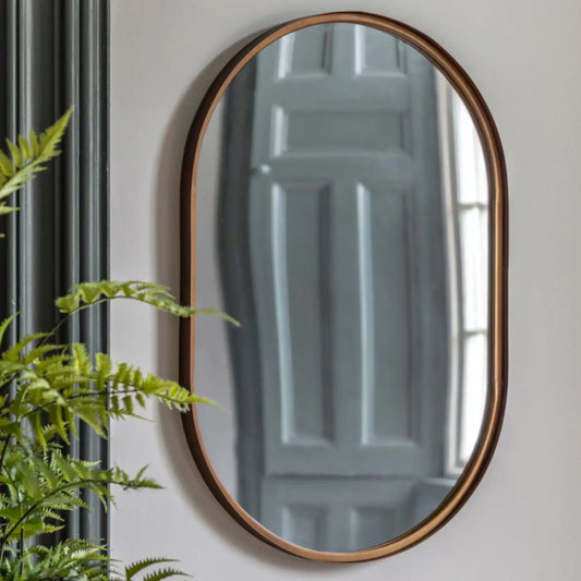 Aged Bronze Oval Metal Wall Mirror 12