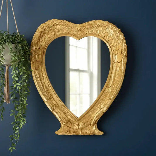 Antique Gold Angel Wings Wall Mirror