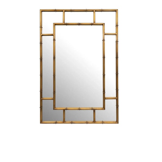 Antique Gold Bamboo Effect Rectangular Wall Mirror