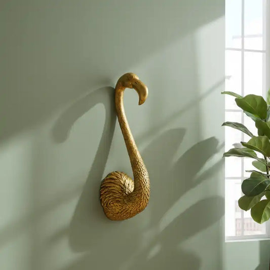 Antique Gold Flamingo Head Wall Decoration
