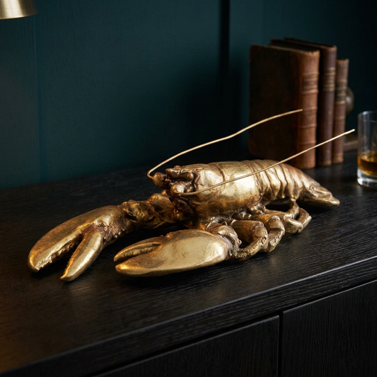 Antique Gold Lobster Ornament – Coastal Resin Sculpture