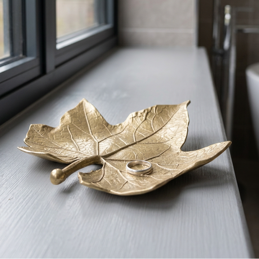 Antique Gold Maple Leaf Jewellery Dish