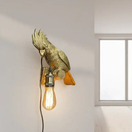 Antique Gold Parrot Wall Light