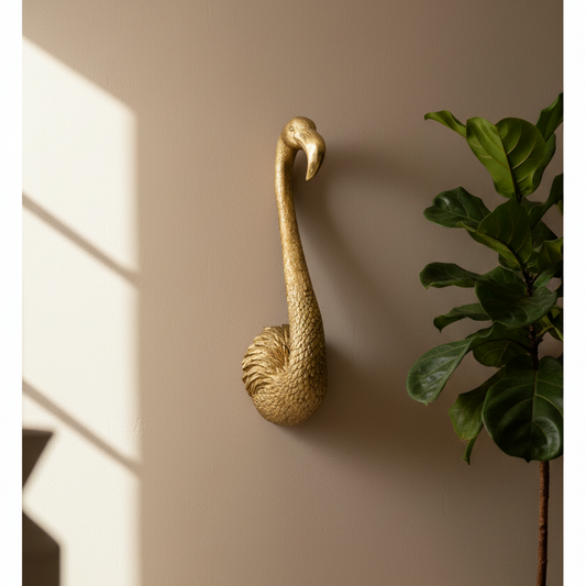 Antique Gold Flamingo Head Wall Art