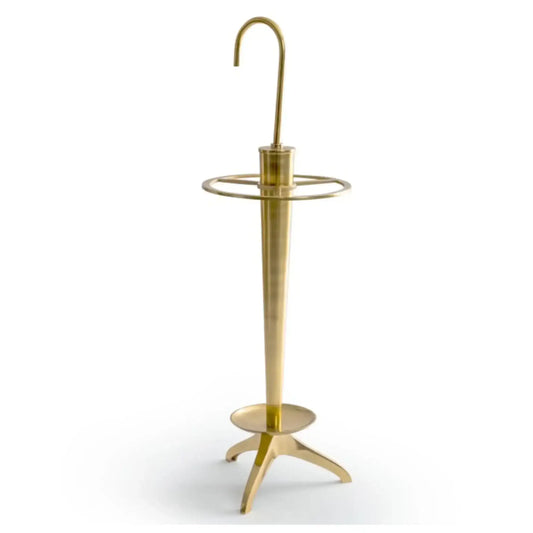 Brass umbrella stand on a white background