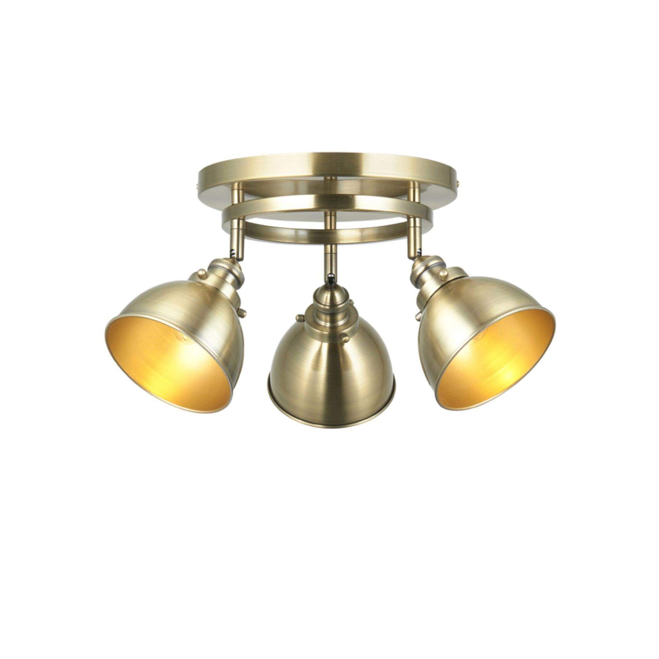 Antiqued Brass 3 Round Ceiling Light 3