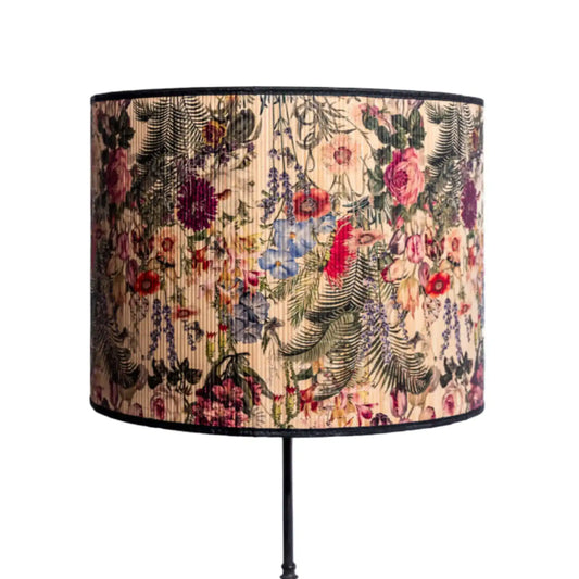 Floral patterned lampshade on a white background