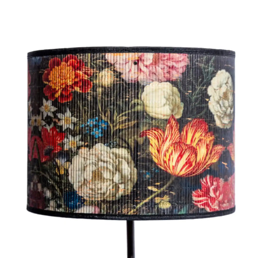 Floral patterned lampshade on a white background
