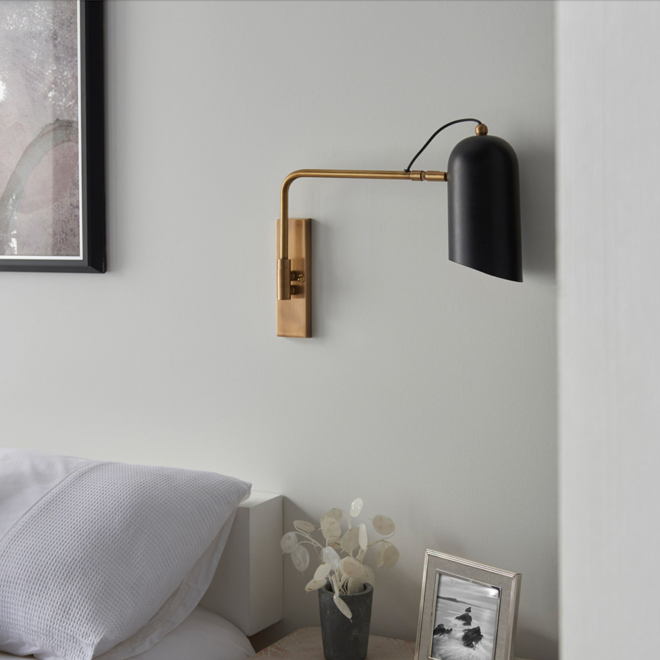 Black & Antiqued Brass Angled Wall Light 1
