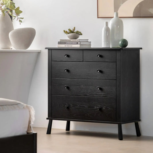 Black Nordic Oak 5 Drawer Chest of Drawers 44