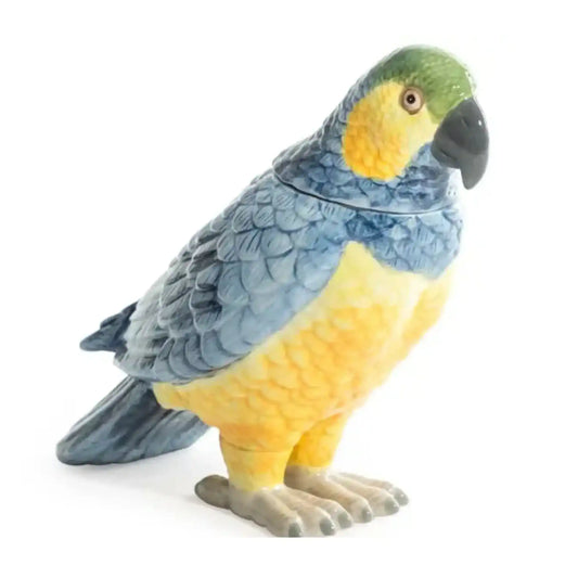 Blue & Yellow Parrot Ceramic Jar 2