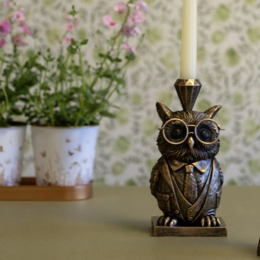 Bronze Owl Candleholder