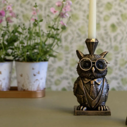 Bronze Owl Candleholder