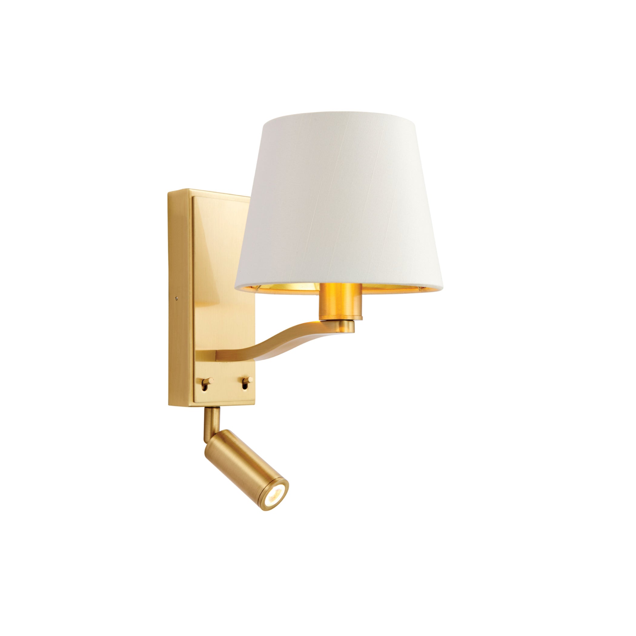 Brushed Satin Gold Wall Light with Shade & adjustable LED reading light 1