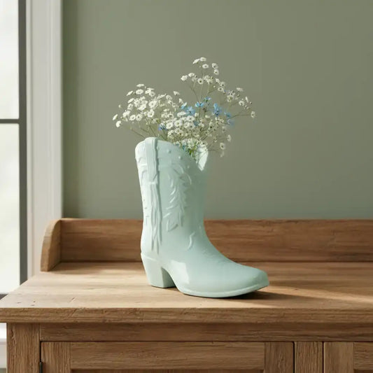 Ceramic Blue Boot Vase