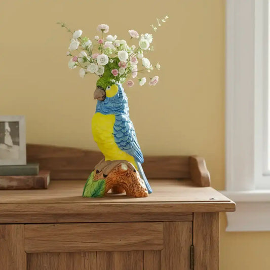 Ceramic Blue Parrot Vase