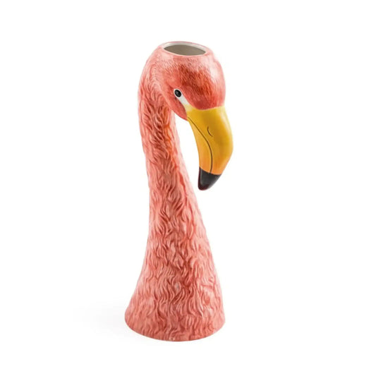 Flamingo-shaped vase on a white background