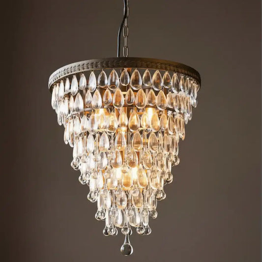 Chandelier with crystal accents on a dark background