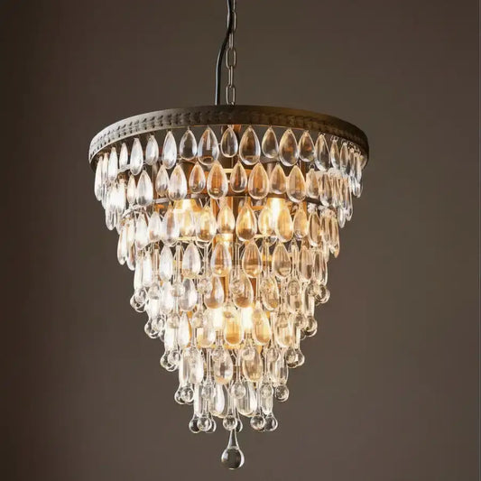 Chandelier with crystal accents on a dark background