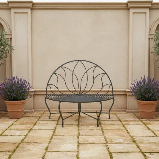 Dark Grey Semi Circle Garden Bench