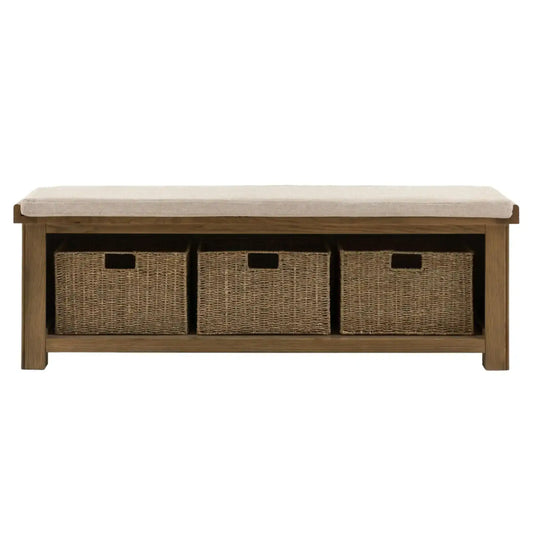 Dark Oak Padded Top Storage Bench