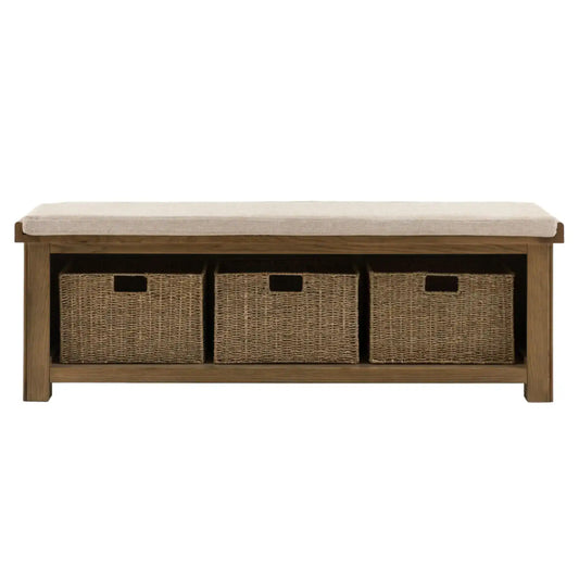 Dark Oak Padded Top Storage Bench
