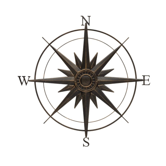 Distressed Bronze Compass Garden Wall Art