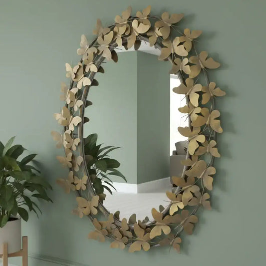 Distressed Gold Butterfly Wall Mirror