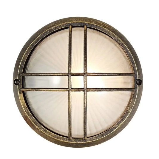 Distressed Gold Round Outdoor Bulkhead Light