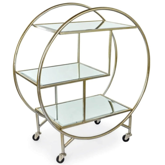 Distressed Silver Art Deco Drinks Trolley 3