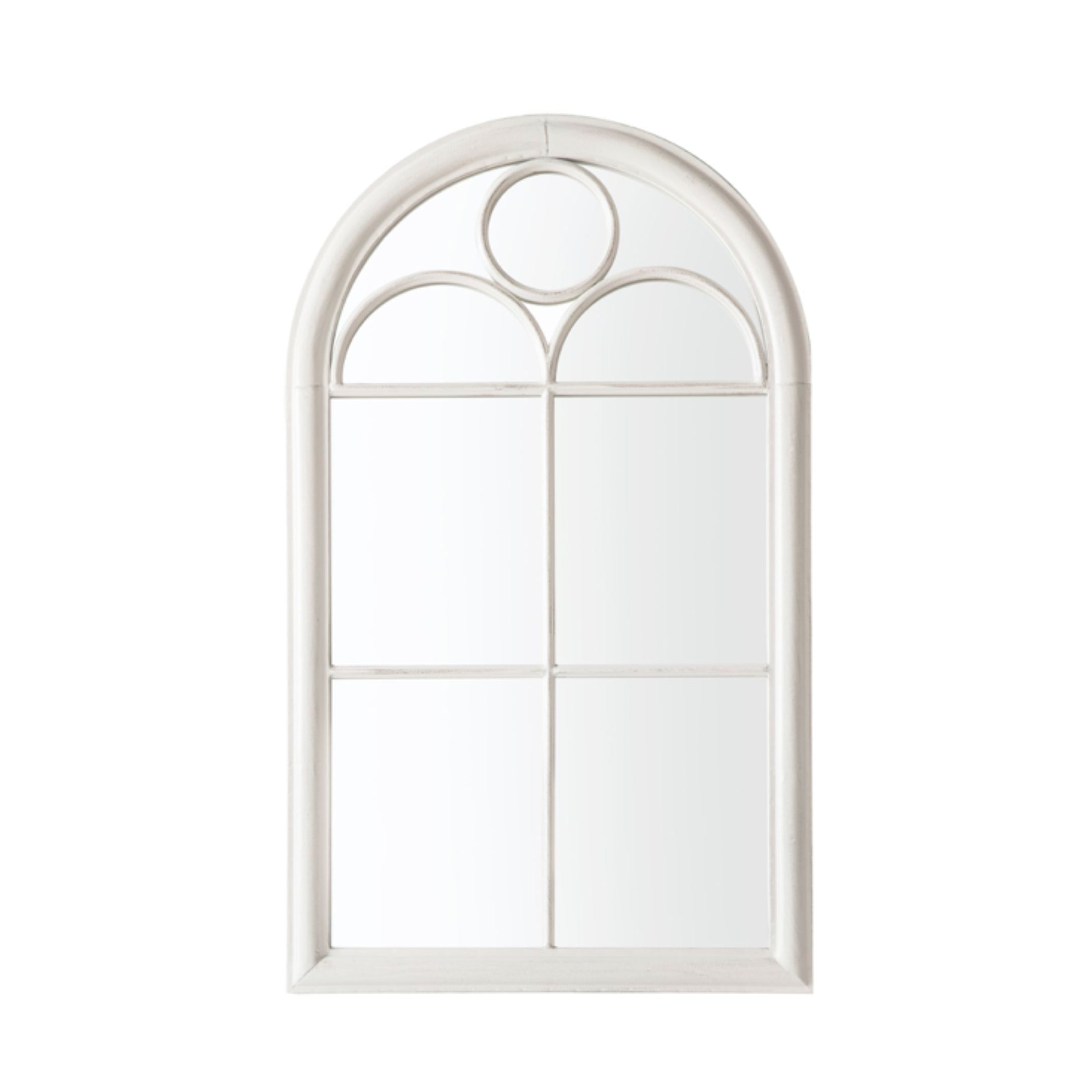 Distressed White Arched Outdoor Garden Wall Mirror 3