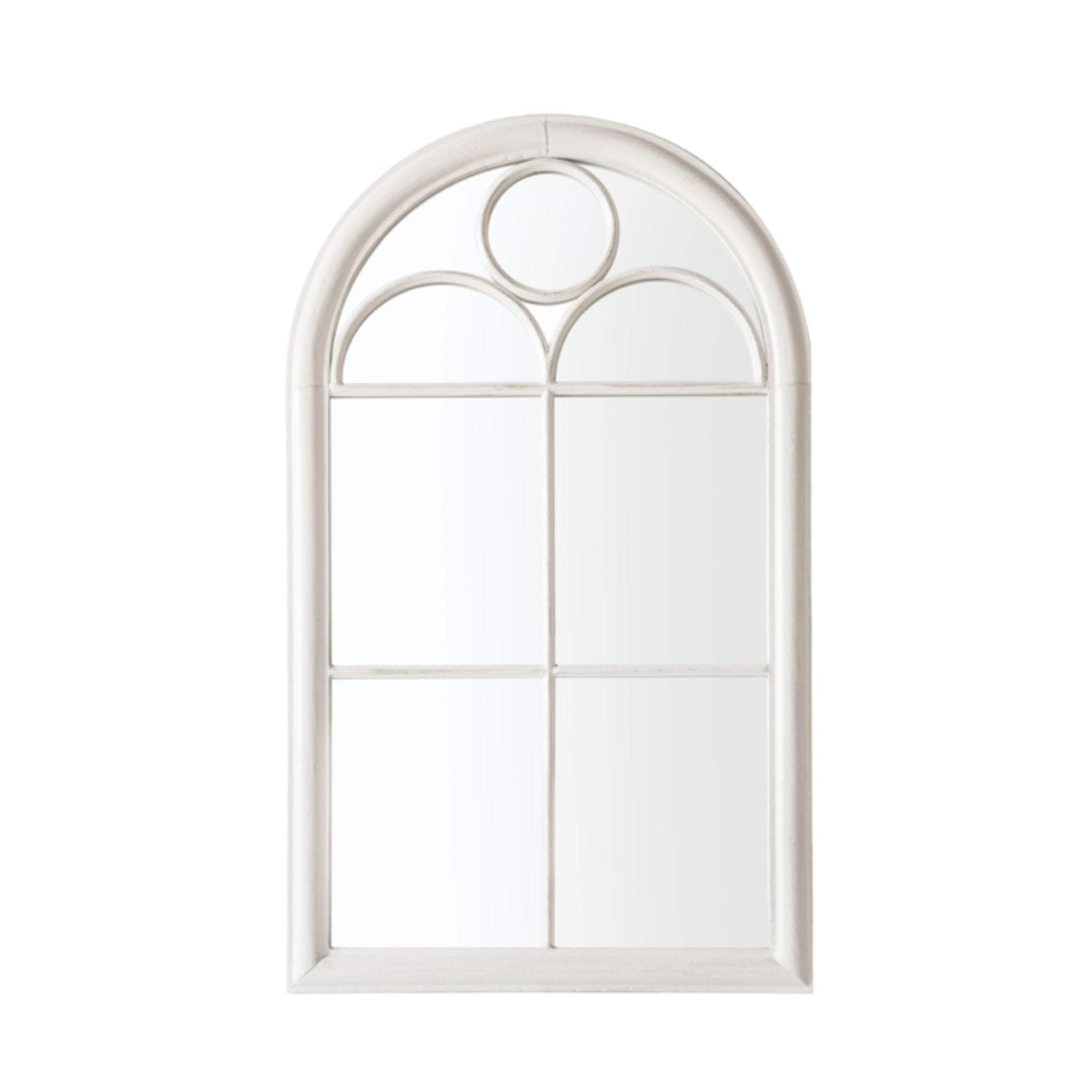 Distressed White Arched Outdoor Garden Wall Mirror 3