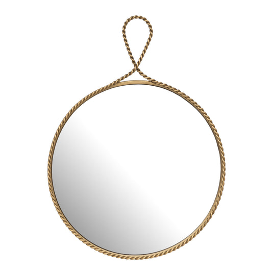 Round Gold Beaded Wall Mirror with Decorative Loop Top 4