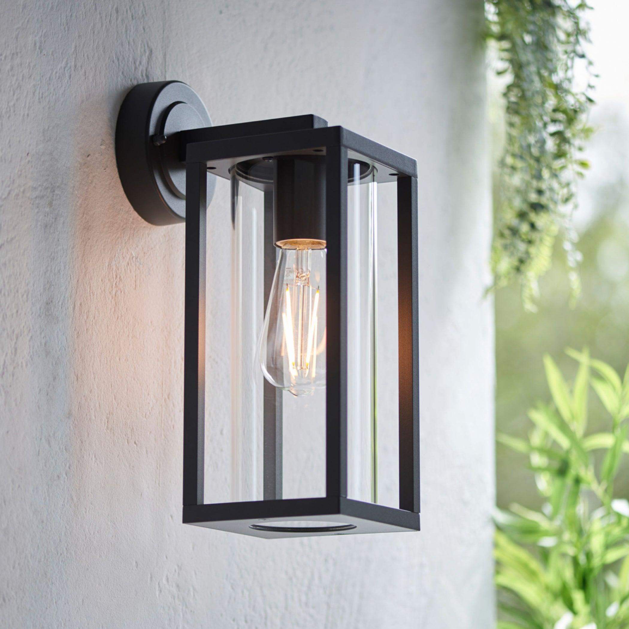 Black rectangular outdoor wall shop light