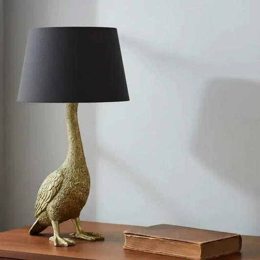 Gold Duck Table Lamp with Grey Shade