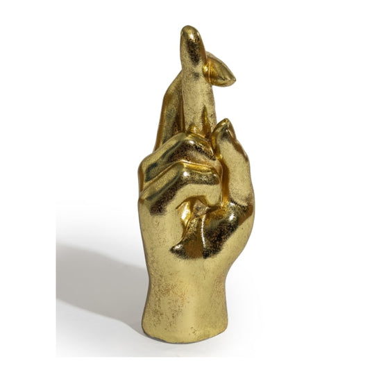 Gold Fingers Crossed Hand Ornament 1