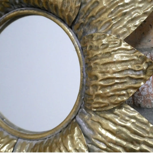 Decorative gold mirror with textured design