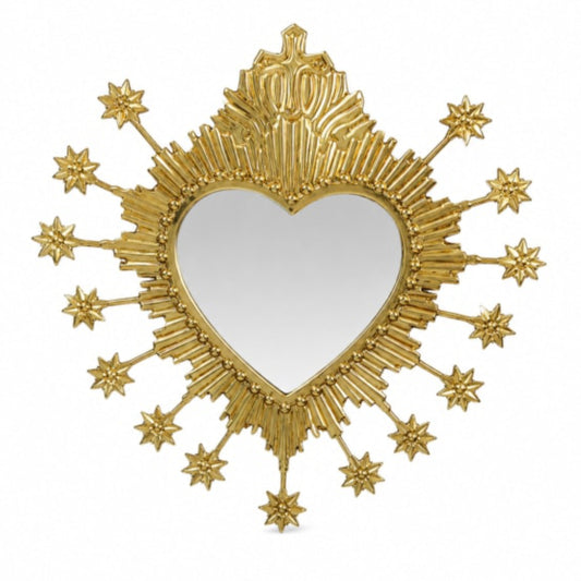 Gold Milagro Heart Sunburst Mirror