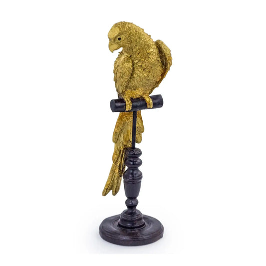 Gold Parrot On Perch Ornament