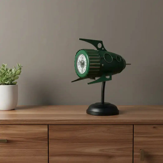 Green vintage-style clock on a white background