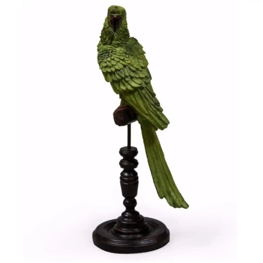 Green Parrot On Perch Ornament
