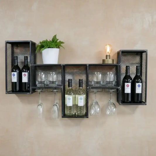 Industrial Metal Wine Wall Shelf