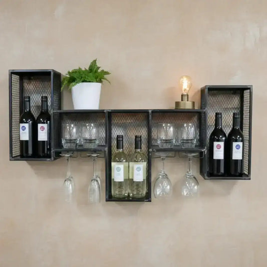Industrial Metal Wine Wall Shelf