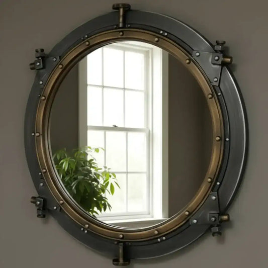 industrial round wall mirror