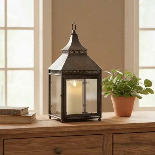 Industrial Inspired Metal & Glass Lantern