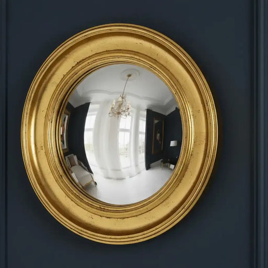 Large Gold Convex Glass Porthole Wall Mirror